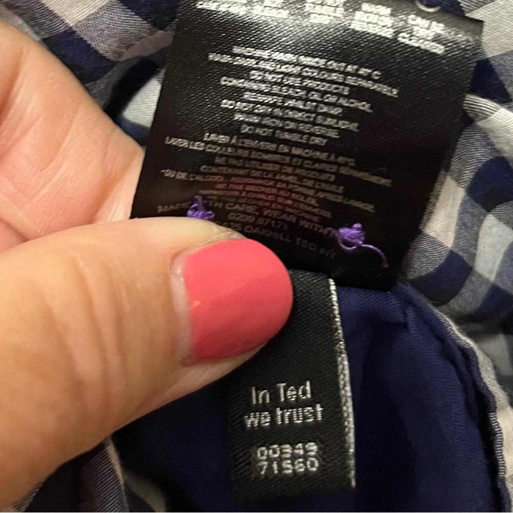 Ted Baker London Navy/White Checked Shirt Size Small - Picture 8 of 11